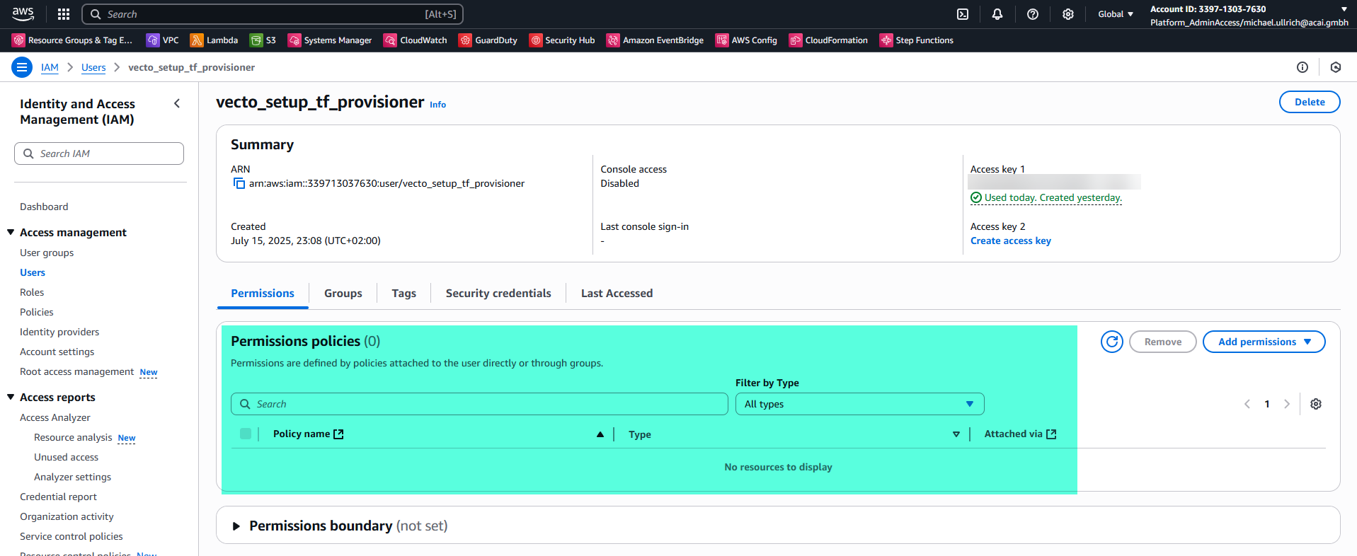 VECTO-PREPARATION-AWS-CF-DISABLE-USER-SUCCESS
